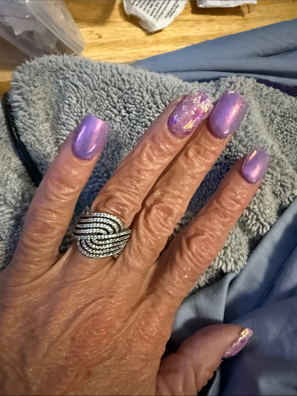 BP Elegant CZ Pavé Wave Statement Ring in rhodium plating